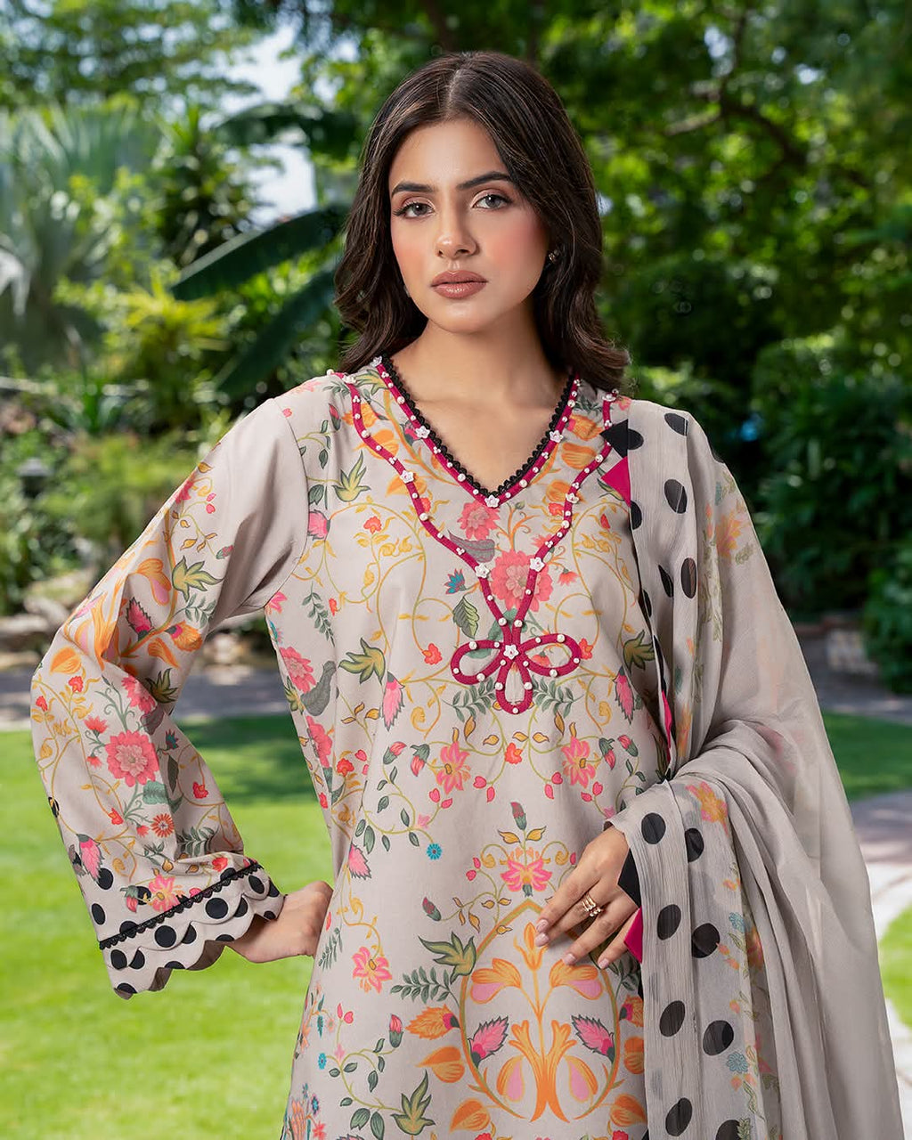 ORIGNAL CHIRMZA C-PRINT LUWN WITH CHIFFON DUPPTAT READYMADE