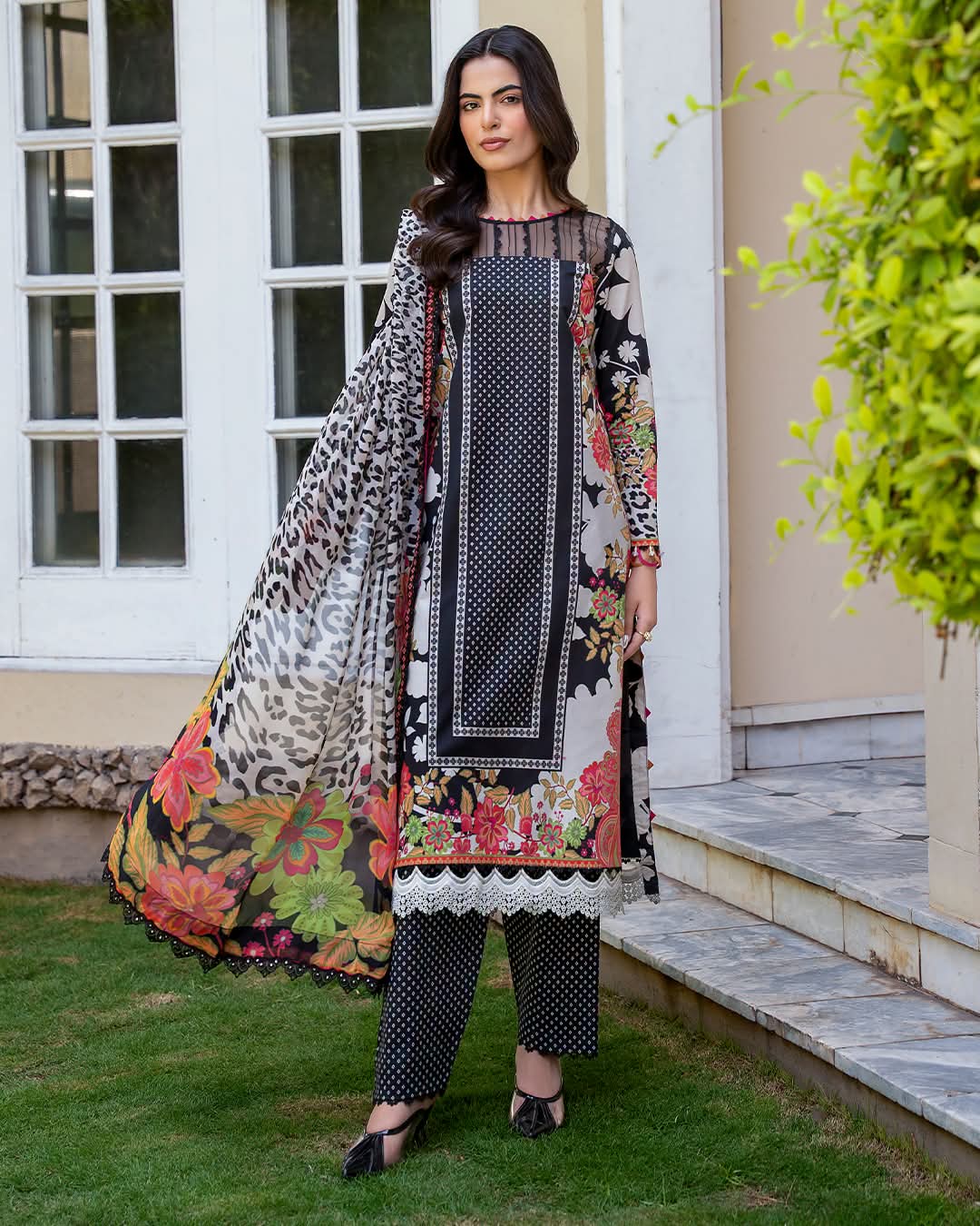 ORIGNAL CHIRMZE C print Luwn with chiffon dupptat