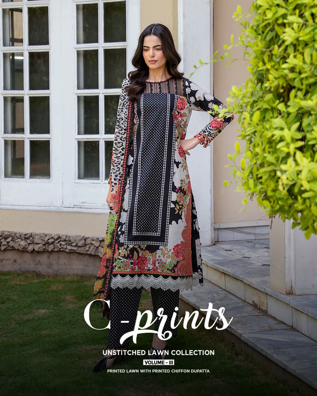 ORIGNAL CHIRMZE C print Luwn with chiffon dupptat