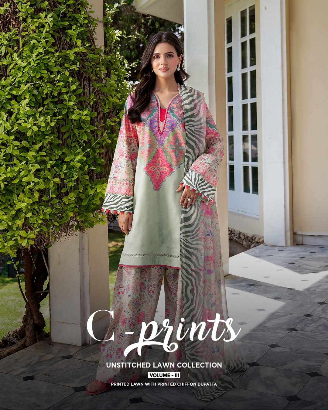 ORIGINAL CHIRMZA C -PRINT LAWN WITH CHIFFON DUPPTAT READY TO WEAR