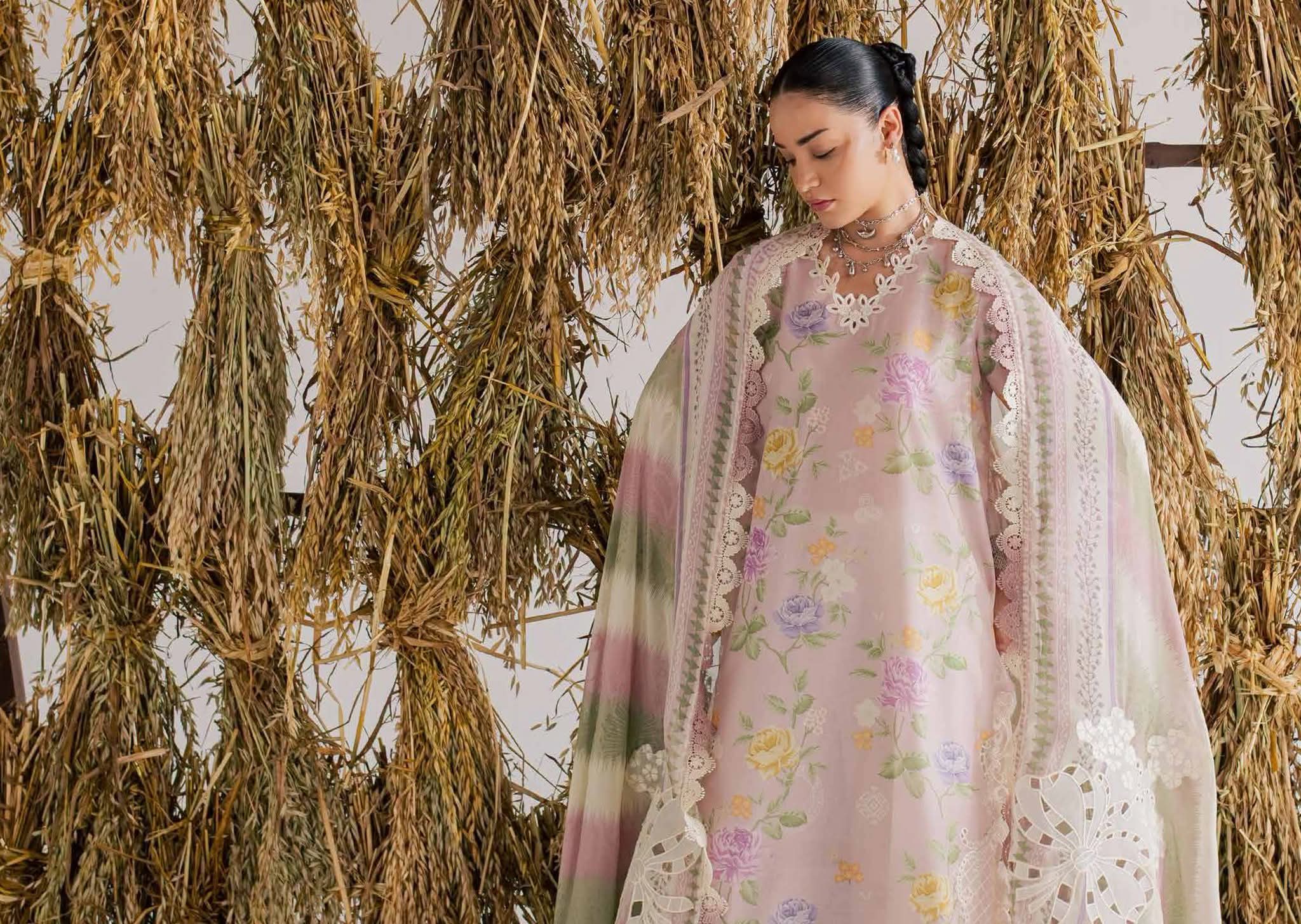 ORIGNAL NURAH EMBROIDED PRINTED LUWN WITH EMBROIDED CHIFFON DUPPTAR READ MADE