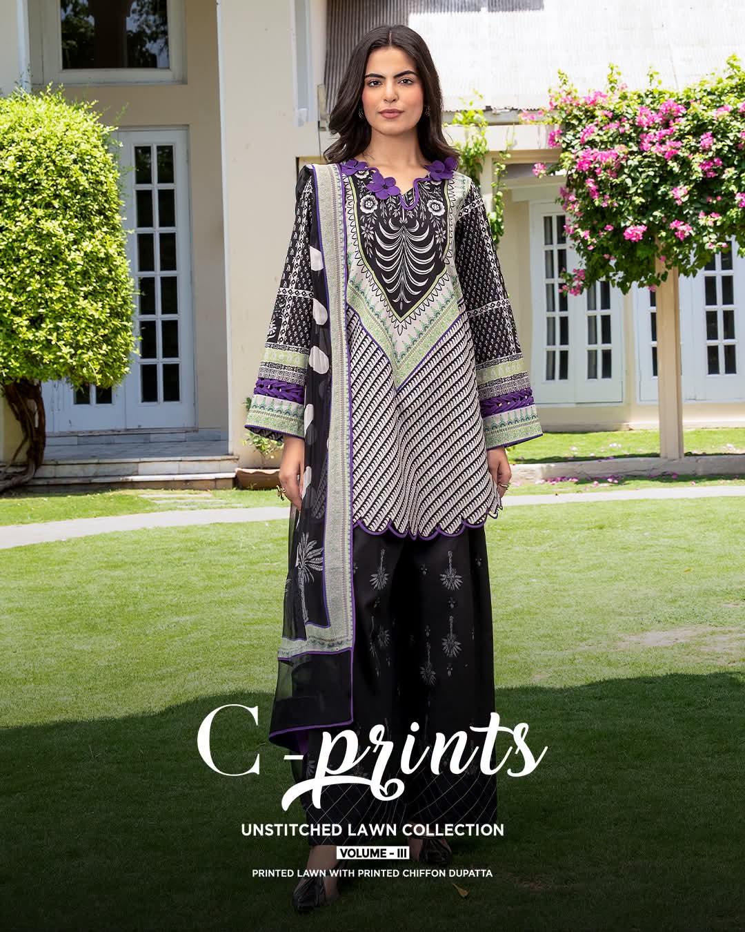 Original Chirmza C-Print Lawn with Chiffon Dupatta - Ready to Wear