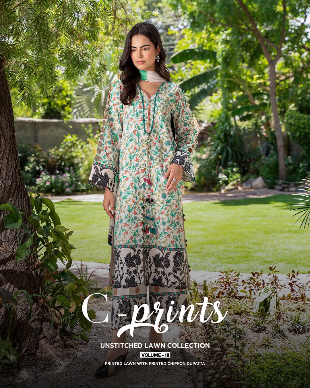 Original Chirmza C-Print Lawn with Chiffon Dupatta - Ready to Wear